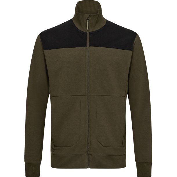 ENGEL Entire sweat cardigan med krave Forest Green/Sort 8328-247
