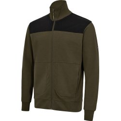 ENGEL Entire sweat cardigan med krave Forest Green/Sort 8328-247