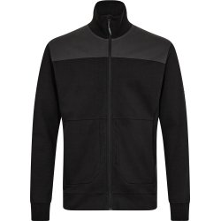 ENGEL Entire sweat cardigan med krave Sort/Antrazitgrå 8328-247