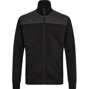 ENGEL Entire sweat cardigan med krave Sort/Antrazitgr 8328-247