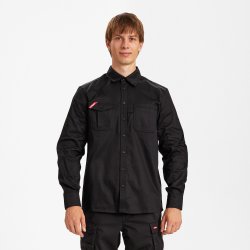 ENGEL Extend bomuld langrmet skjorte Sort 7186-811