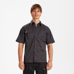 ENGEL Extend kort�rmet skjorte med str�k Antrazitgr� 7184-812