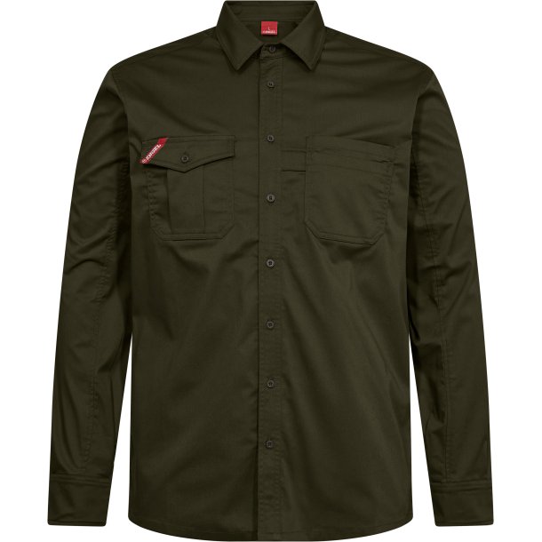 ENGEL Extend langærmet skjorte med stræk Forest Green 7185-812