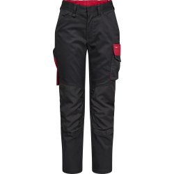 ENGEL Galaxy dame arbejdsbukser med strk Antrazitgr/Tomato Red 2816-255