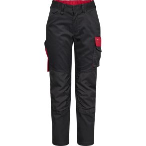 ENGEL Galaxy dame arbejdsbukser med strk Antrazitgr/Tomato Red 2816-255