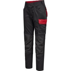 ENGEL Galaxy dame arbejdsbukser med strk Antrazitgr/Tomato Red 2816-255