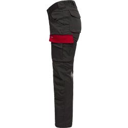 ENGEL Galaxy dame arbejdsbukser med strk Antrazitgr/Tomato Red 2816-255