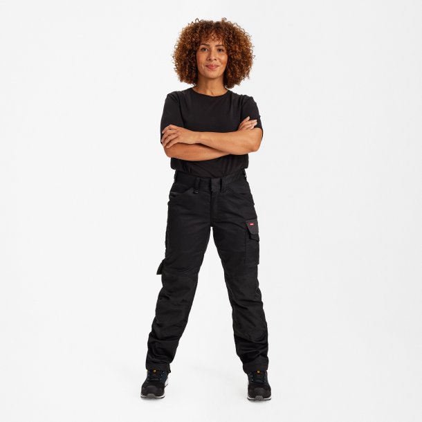 ENGEL Galaxy dame arbejdsbukser med strk Sort/Antrazitgr 2816-255