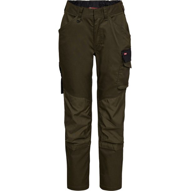 ENGEL Galaxy dame arbejdsbukser med strk Forest Green/Sort 2816-255