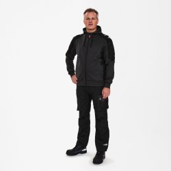 ENGEL Galaxy Sweat Cardigan med h�tte Antrazitgr�/Sort 8820-233