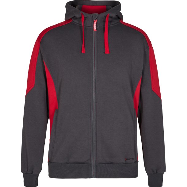 ENGEL Galaxy Sweat Cardigan med htte Antrazitgr/Tomato Red 8820-233