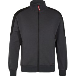 ENGEL Galaxy Sweat Cardigan med krave Antrazitgr/Sort 8830-233