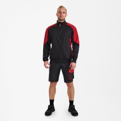 ENGEL Galaxy Sweat Cardigan med krave Antrazitgr�/Tomato Red 8830-233