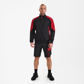 ENGEL Galaxy Sweat Cardigan med krave Antrazitgr�/Tomato Red 8830-233