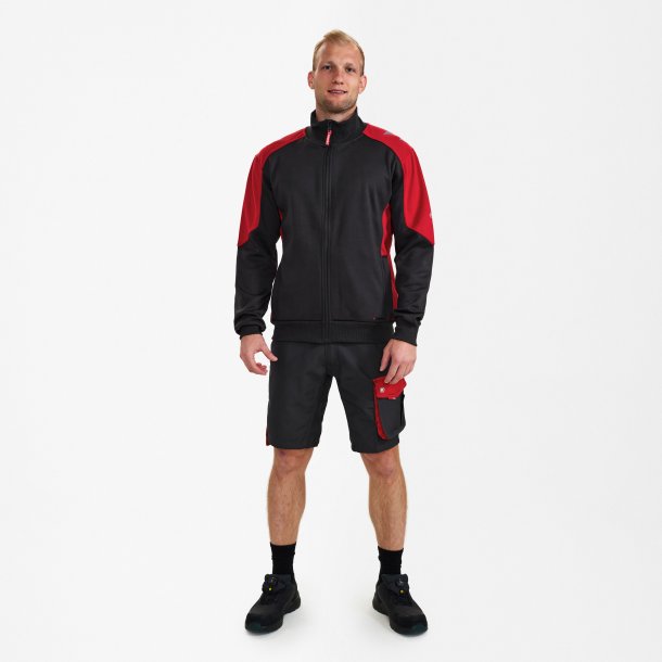 ENGEL Galaxy Sweat Cardigan med krave Antrazitgr�/Tomato Red 8830-233