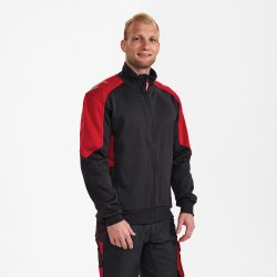 ENGEL Galaxy Sweat Cardigan med krave Antrazitgr�/Tomato Red 8830-233