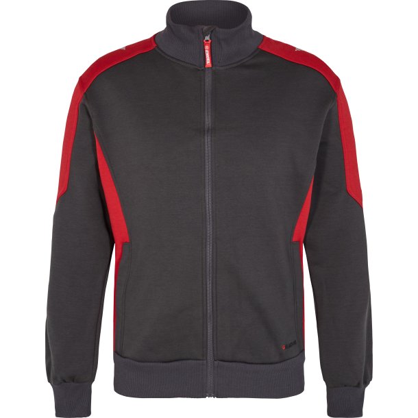 ENGEL Galaxy Sweat Cardigan med krave Antrazitgr/Tomato Red 8830-233