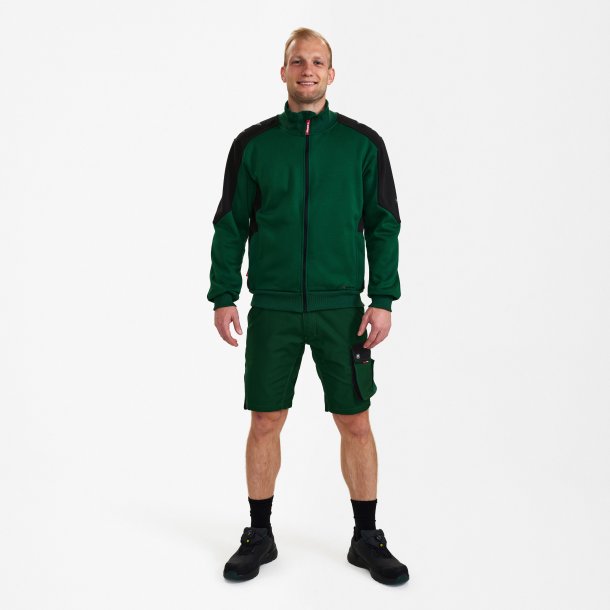 ENGEL Galaxy Sweat Cardigan med krave Gr�n/Sort 8830-233