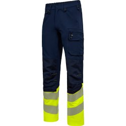 ENGEL Safety arbejdsbukser med 4-vejs str�k Blue Ink/Gul 2346-124