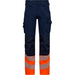 ENGEL Safety arbejdsbukser med 4-vejs str�k Blue Ink/Orange 2346-124