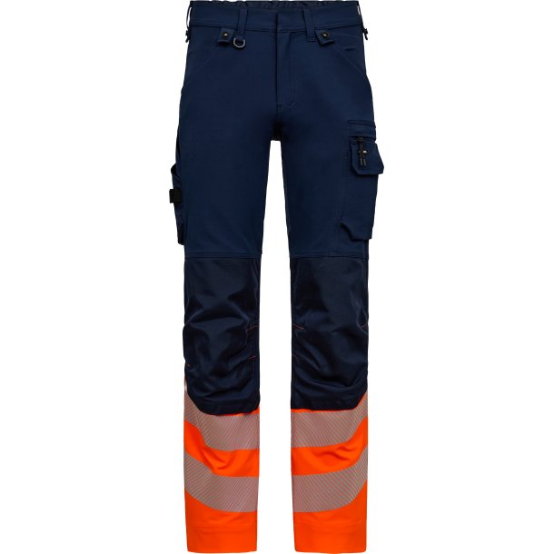 ENGEL Safety arbejdsbukser med 4-vejs str�k Blue Ink/Orange 2346-124