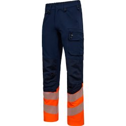 ENGEL Safety arbejdsbukser med 4-vejs str�k Blue Ink/Orange 2346-124