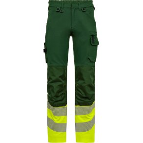 ENGEL Safety arbejdsbukser med 4-vejs str�k Green/Hivis yellow 2346-124