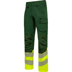 ENGEL Safety arbejdsbukser med 4-vejs str�k Green/Hivis yellow 2346-124