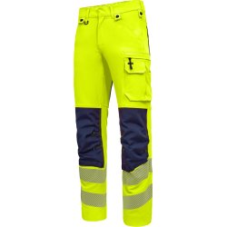 ENGEL Safety arbejdsbukser med 4-vejs str�k Gul/Blue Ink 2345-124