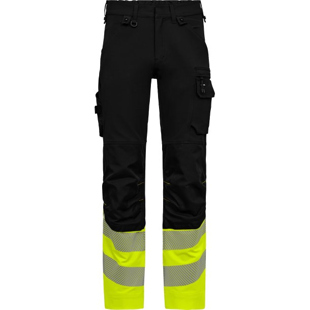 ENGEL Safety arbejdsbukser med 4-vejs str�k Sort/Gul 2346-124