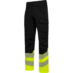 ENGEL Safety arbejdsbukser med 4-vejs str�k Sort/Gul 2346-124