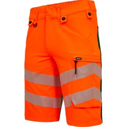 ENGEL Safety arbejdsshorts med 4-vejs str�k Orange/Gr�n 6345-124