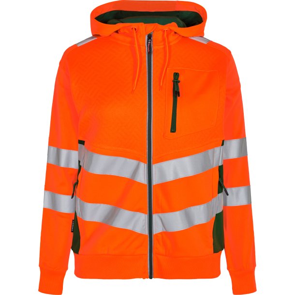 ENGEL Safety dame sweat cardigan Orange/Grn 8027-241