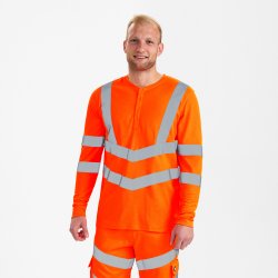 ENGEL Safety Grandad lang�rmet T-shirt Hi-vis Orange 9548-182