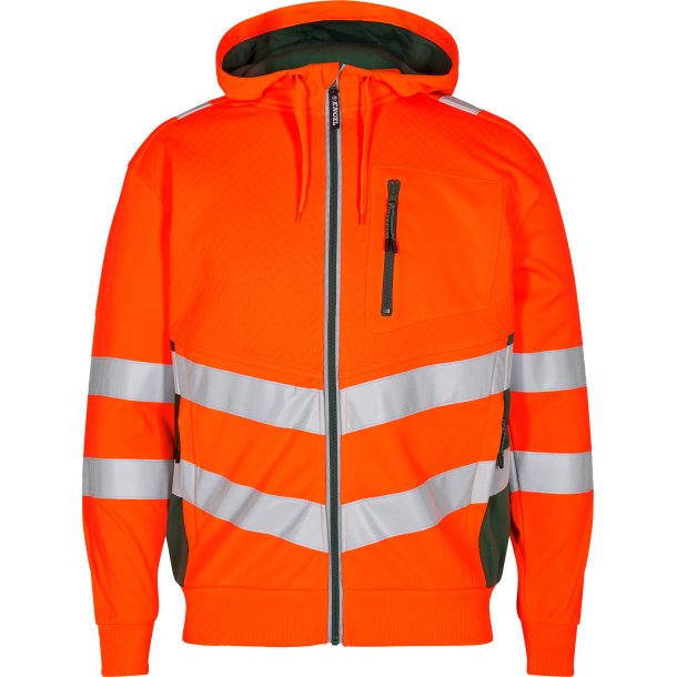 ENGEL Safety sweat cardigan Orange/Grn 8025-241