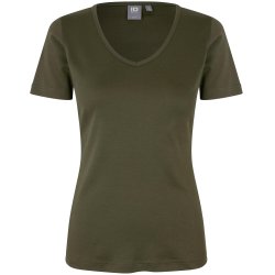 ID 0506 Interlock T-shirt  V-hals Oliven