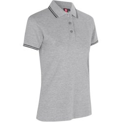 ID 0523 Kontrast poloshirt  stretch  dame Grå melange