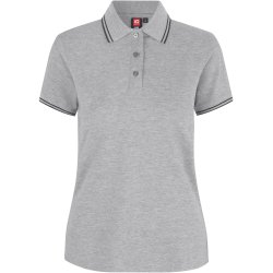 ID 0523 Kontrast poloshirt  stretch  dame Grå melange