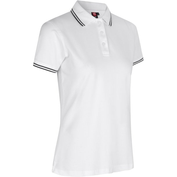 ID 0523 Kontrast poloshirt  stretch  dame Hvid