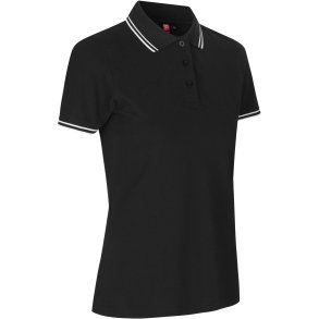 ID 0523 Kontrast poloshirt  stretch  dame Sort