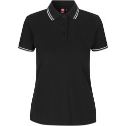 ID 0523 Kontrast poloshirt  stretch  dame Sort