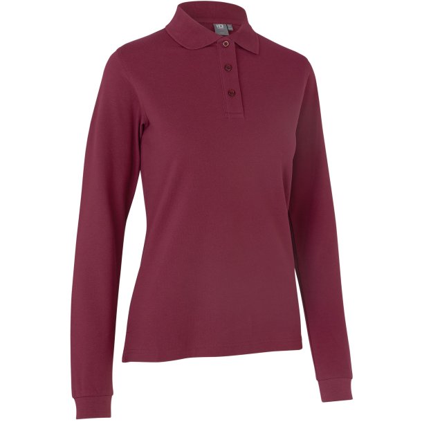 ID 0545 Langrmet poloshirt  stretch  dame Bordeaux