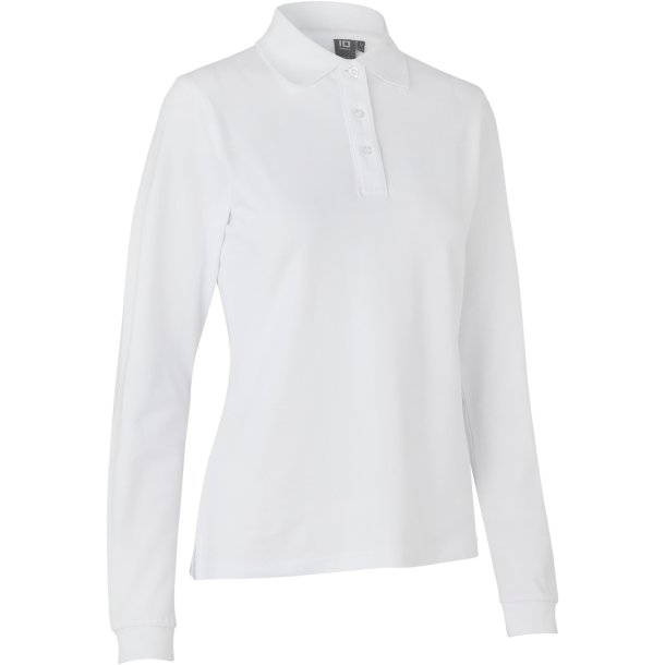 ID 0545 Langrmet poloshirt  stretch  dame Hvid