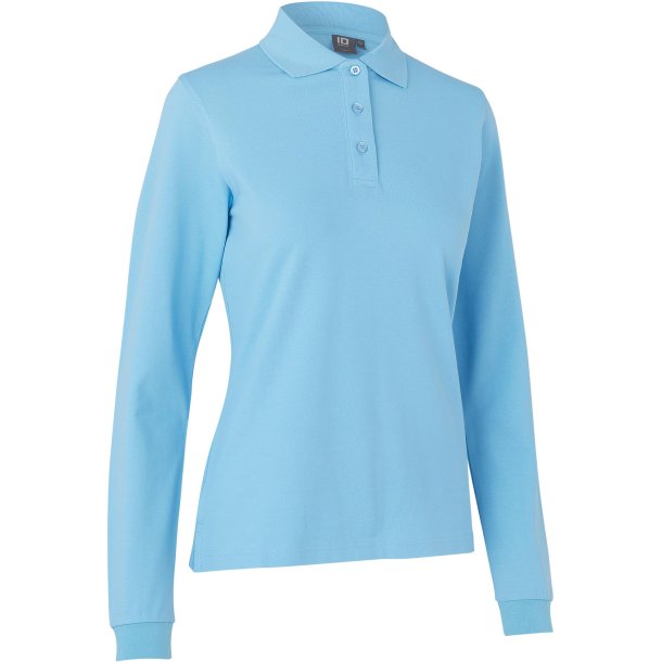 ID 0545 Langrmet poloshirt  stretch  dame Lys bl