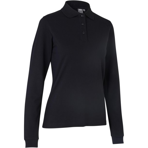 ID 0545 Langærmet poloshirt stretch dame Sort