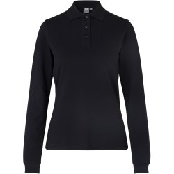 ID 0545 Langrmet poloshirt  stretch  dame Sort