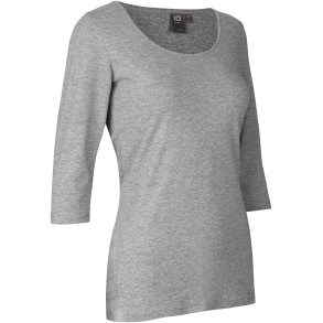 ID 0597 Stretch T-shirt  3/4 rmet  dame Gr melange