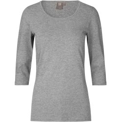 ID 0597 Stretch T-shirt  3/4 rmet  dame Gr melange