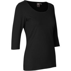 ID 0597 Stretch T-shirt  3/4 rmet  dame Sort