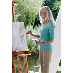 ID 0597 Stretch T-shirt  3/4 rmet  dame Stvet Aqua